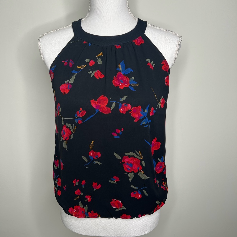 Express Black Floral Halter Size Xsmall